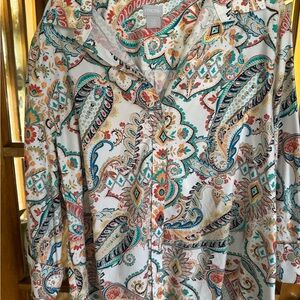 Chico's Paisley Button-Up No Iron Blouse Size 3.5 16/18